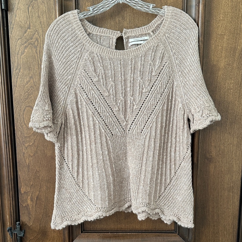 Anthropologie Khaki short sleeve Sweater